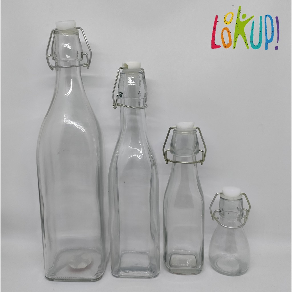 BOTOL KACA JEPIT / SWING BOTTLE white/Glass Bottle Minuman Kopi/Susu/Juice/Teh/Jus/Minyak/Oil