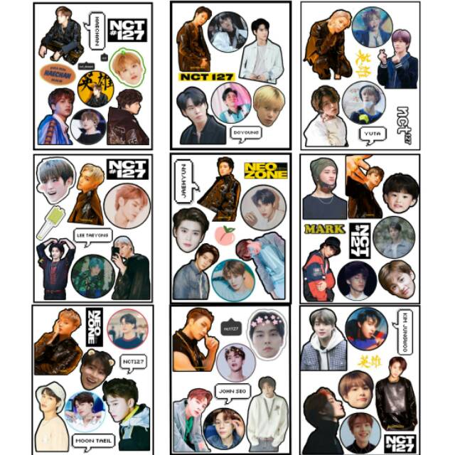 Stiker Set NCT27 Neo Zone Taeyong Taeil Yuta Jhonny Doyoung Jungwoo Jaehyun Mark NCT 127
