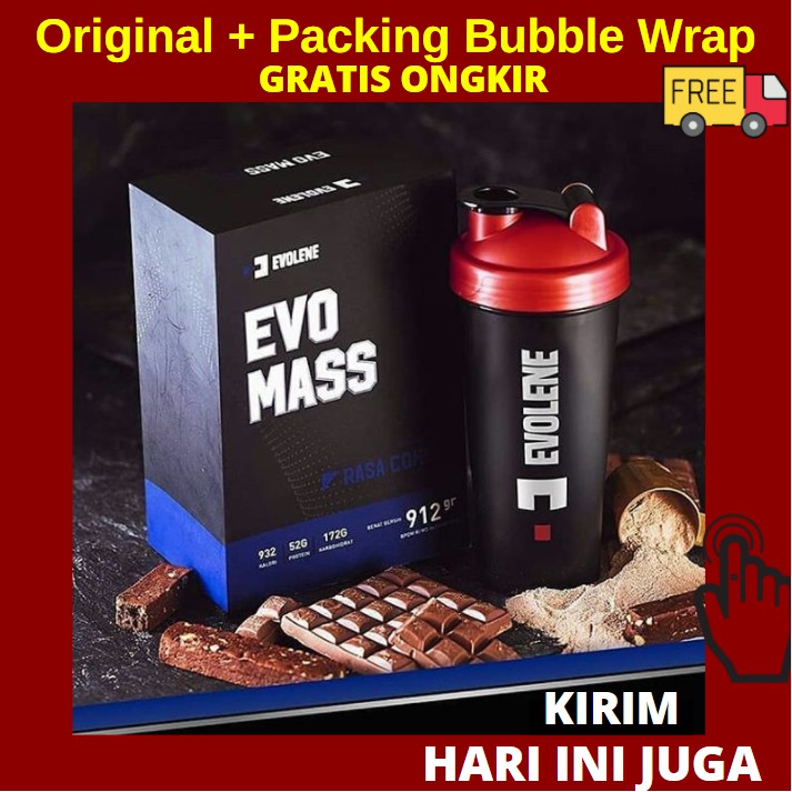 EVOMASS GAINER GAINER 912 Gram gr (2lbs) BPOM HALAL MUI EVOMAS GAINER EVOLENE SUSU MAS PRO GEINER PROTEIN EVOLEN EVOLENE EVOLINE EVOLIN COKLAT / HAZELNUT / VANILA VANILLA ICE CREAM EVOMESS EVOMES EVOMAAS EVOMAS EVO MASS