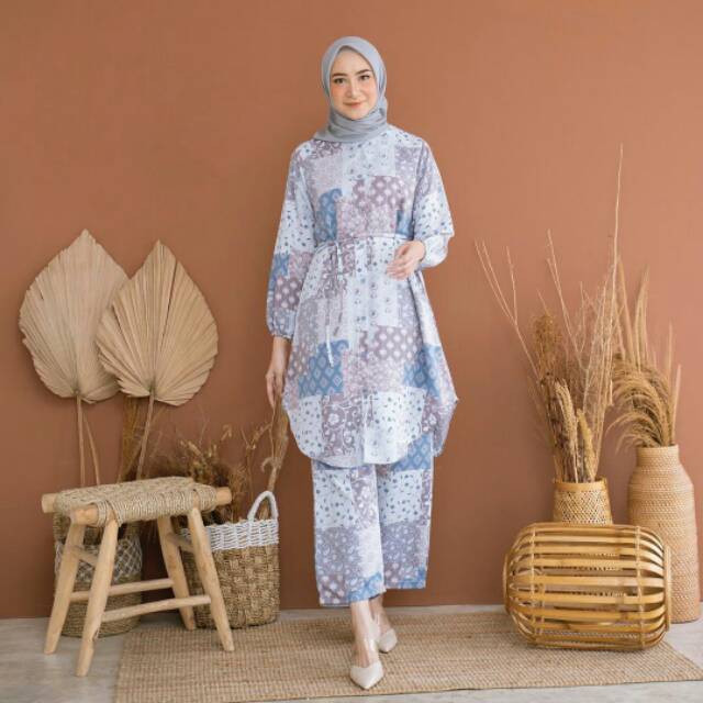 Baju Lebaran Wanita 2021 Fit Xxl One Set Setelan Long Tunik Ld 120 Cm Fit Xxl Set Tunik Hits Shopee Indonesia