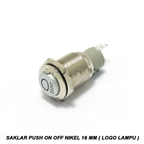 Saklar Push On Off Nikel 16 mm (Logo Lampu) Blue