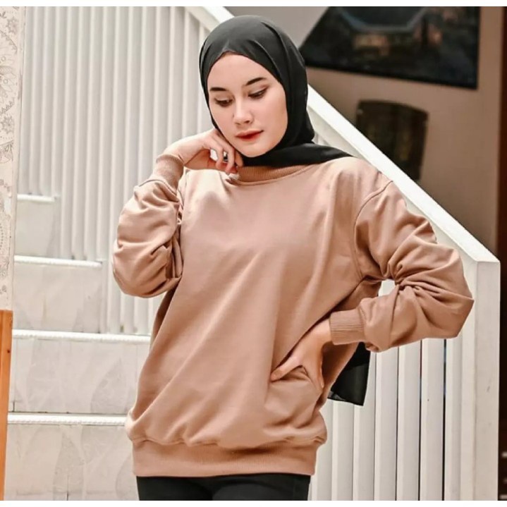 BEFAST - ZEC OOTD Wanita Sweater VIARE / Sweater Fleece Polos / Sweater Polos Keluaran Terbaru / Sweater OOTD Wanita Kekinian / Sweater Banyak Varian Warna