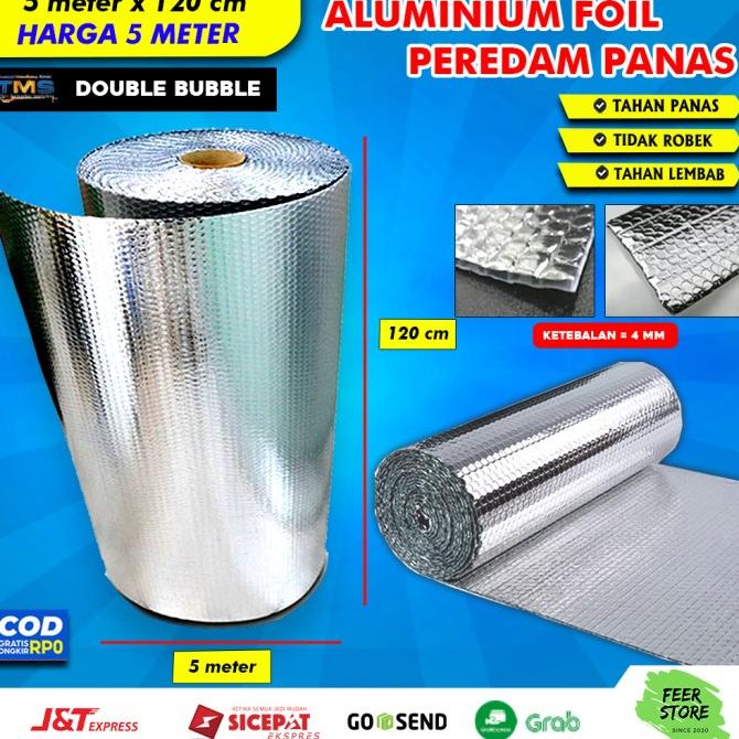 5 meter Aluminium Foil Bubble Peredam Panas Atap Rumah Ketebalan 4 mm