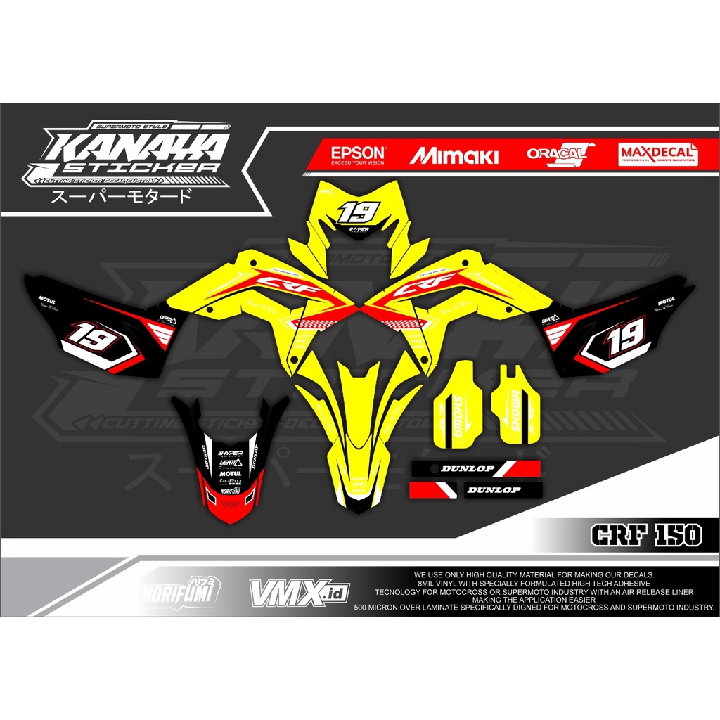 DECAL CRF 150  / DECAL CRF / SUPERMOTO / GORDON DECAL TERMURAH WARNA KUNING