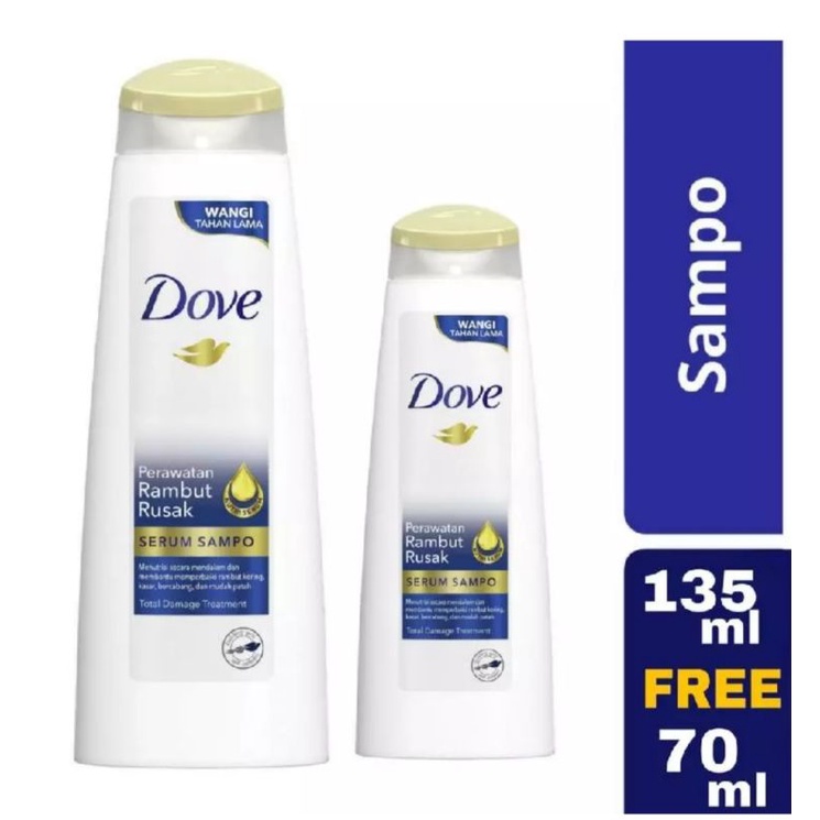 Dove Perawatan Rambut Rusak Serum Shampoo 135 ML Free 70 ML /Nutritive Solutions Volume Nourishment 
