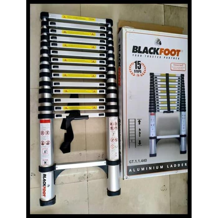 [perkakas] - BLACKFOOT Tangga Lipat Aluminium Teleskopik 4.4M BLACKFOOT Single Limited