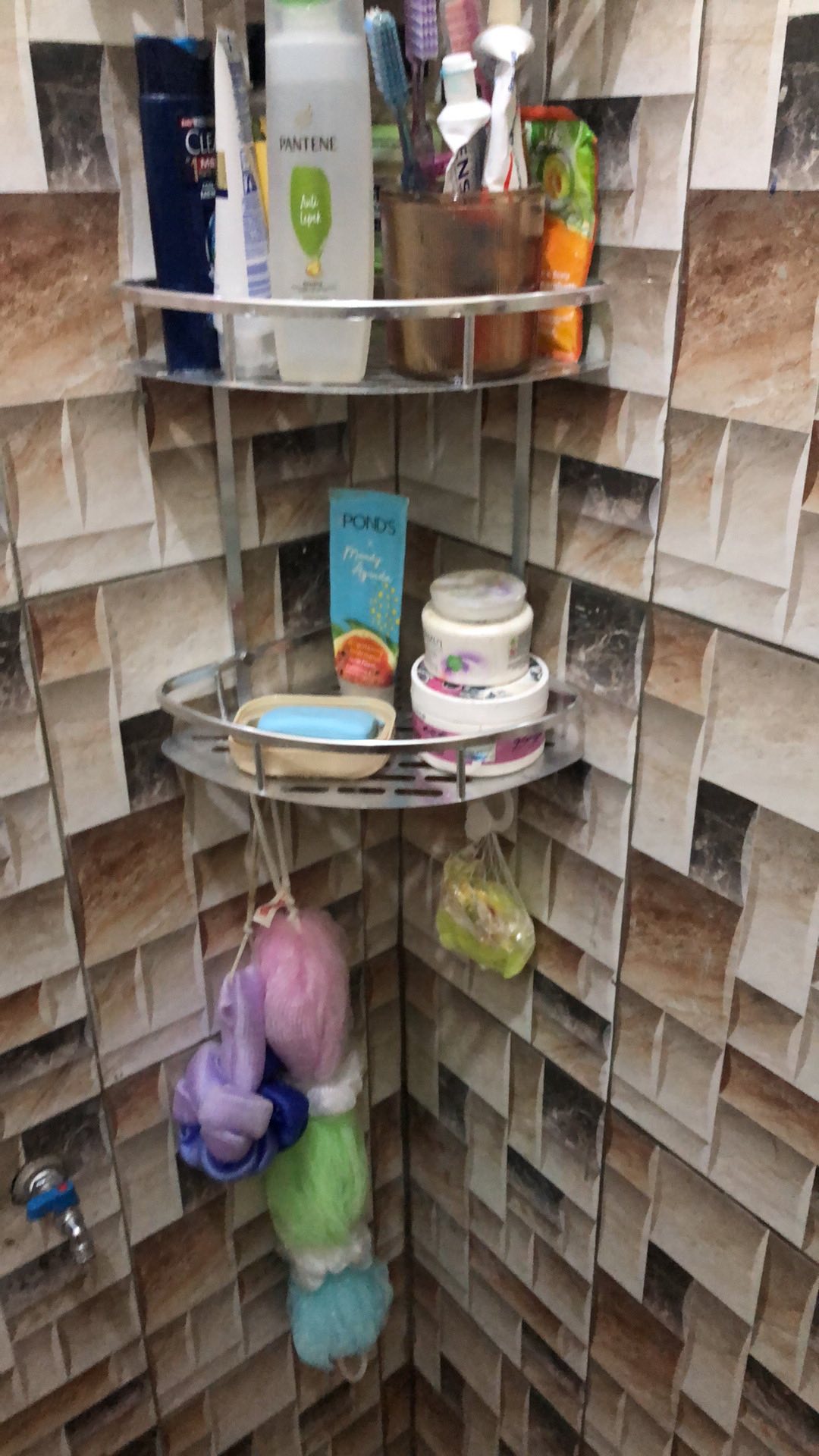 Rak Dinding Sudut Siku 3 Susun Toilet Wc Kamar Mandi Aluminium M48