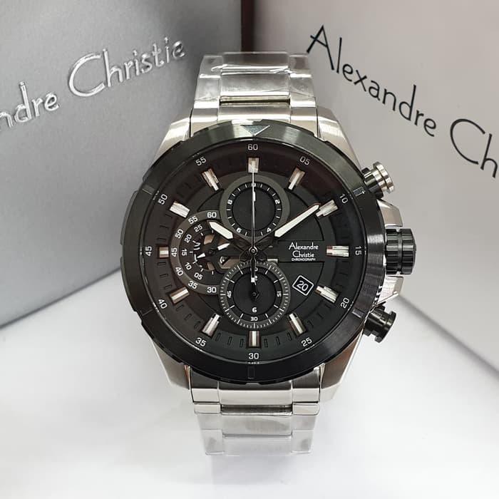 Jam Alexandre Christie Cowok AC 6508 Alexandre Christie AC6508 Silver Black Original
