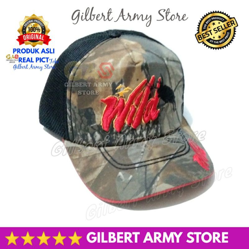 Topi Camo Bordir Wild berburu variasi jaring Hitam Terbaru Grosir Topi Army Murah GILBERT ARMY STORE