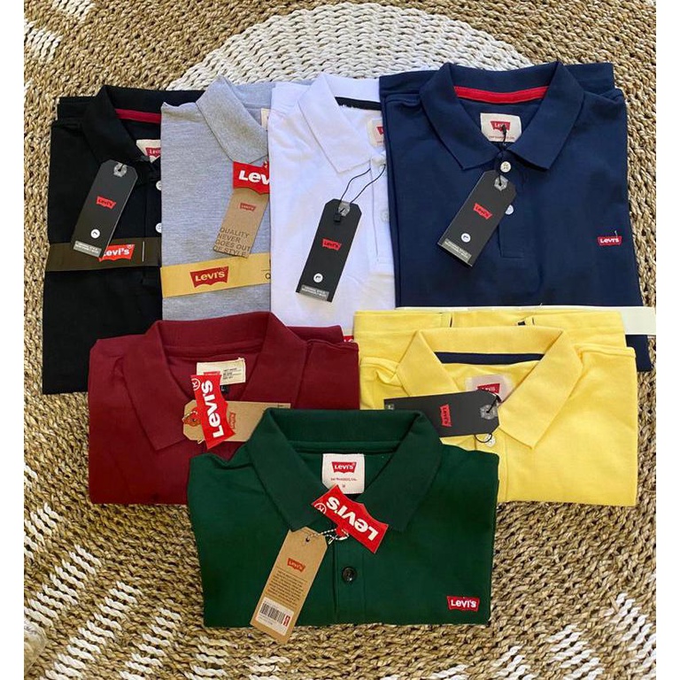 Cuci Gudang Baju Kaos Kerah Impor Terbaru Levis Sanfransisco Logo Bordir Bahan Full Cotton Combed 30