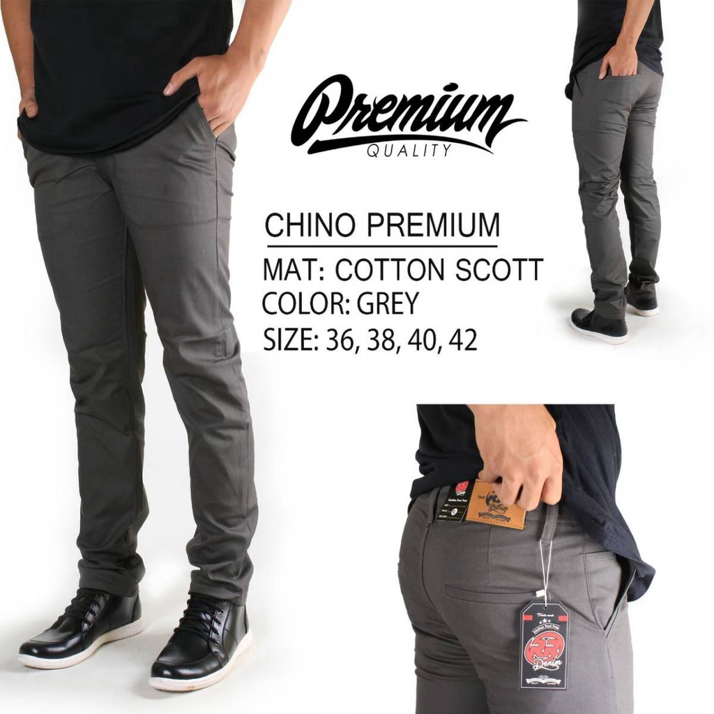 Celana Panjang Pria Cino Cotton Scott Not Strech Regular Size 27-34 S M L XL Branded Original Rezaraka