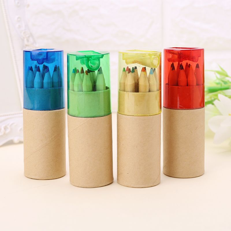 Mary 12Pc 12warna Lukisan Tulis Pensil Untuk W/Sharpener Mini Anak Lucu