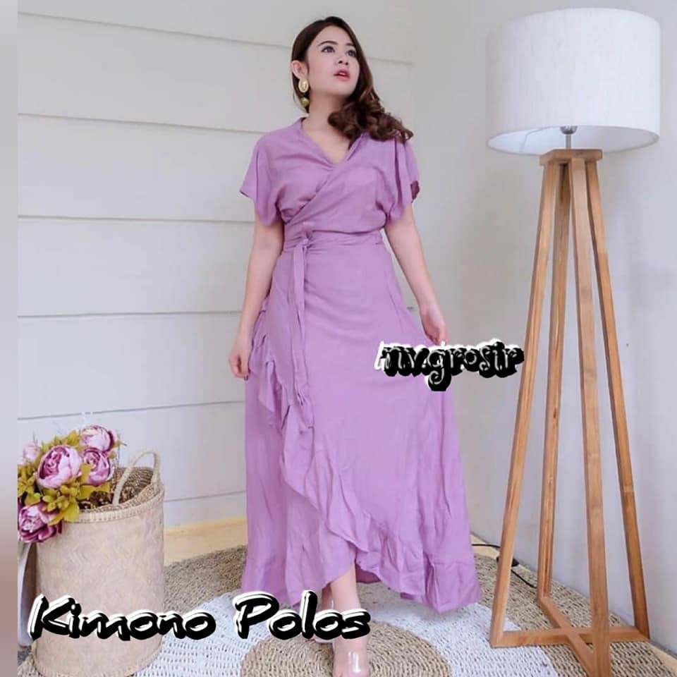 LONG DRESS KIMONO POLOS (PILIH)