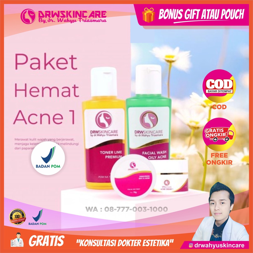 Paket Hemat Cream Jerawat, menghilangkan jerawat DRW Skincare