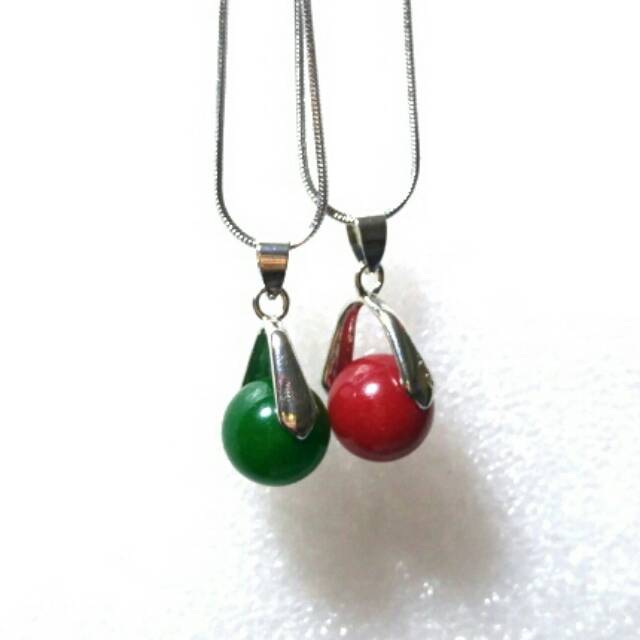 Kalung Liontin Giok Hijau dan Giok Merah Asli Batu