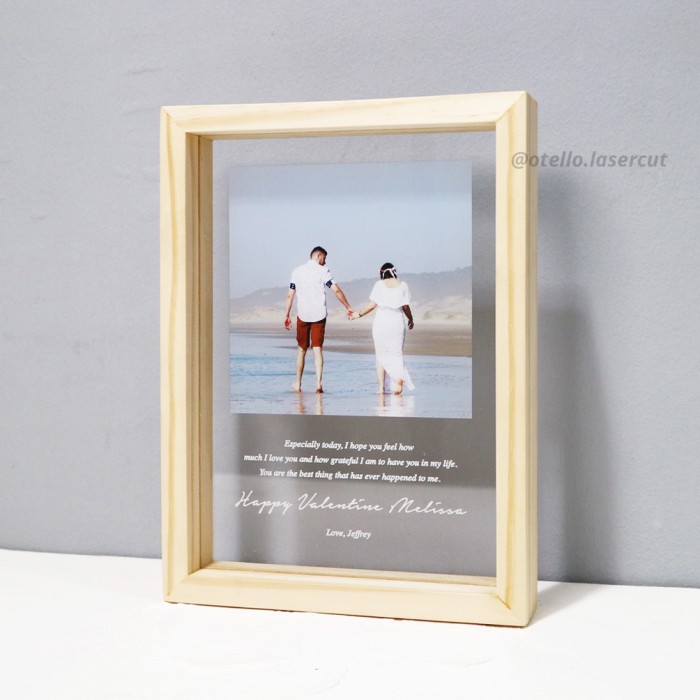 Wooden Floating Frame Photo Words Custom Hadiah Valentine Foto Pacar Valentines Gift Kado Romantis