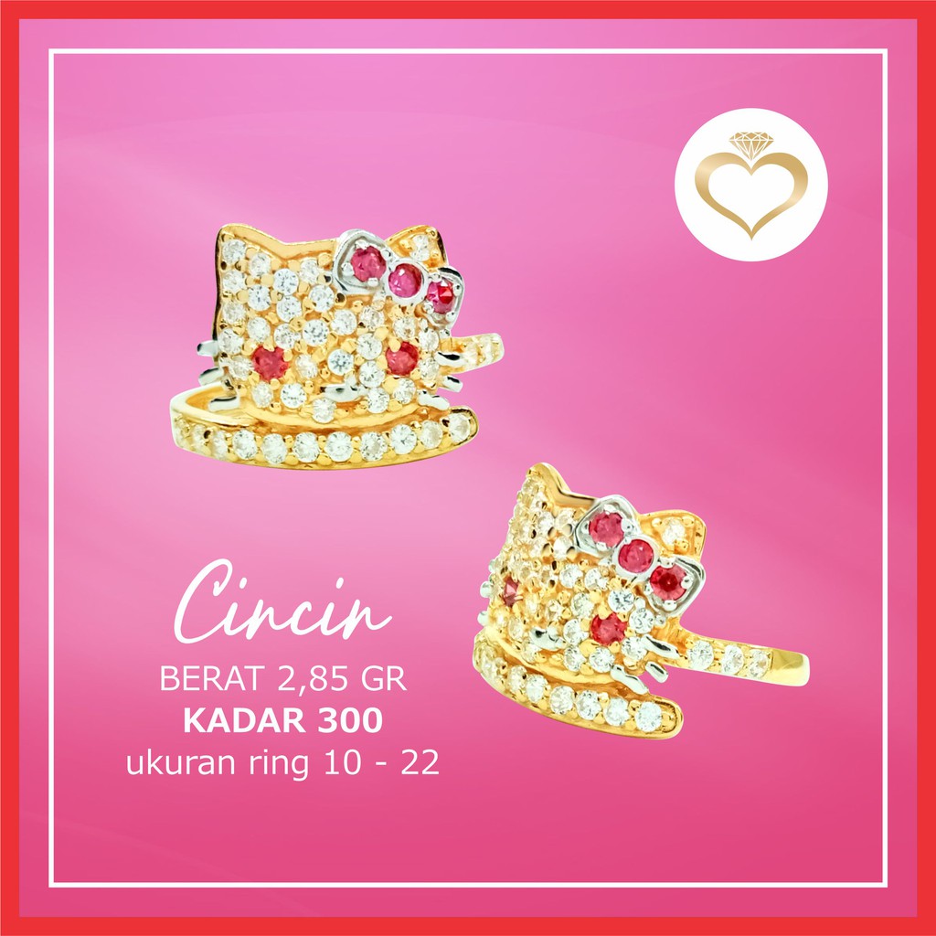 (KADAR 300) CINCIN HELLO KITTY EMAS ASLI