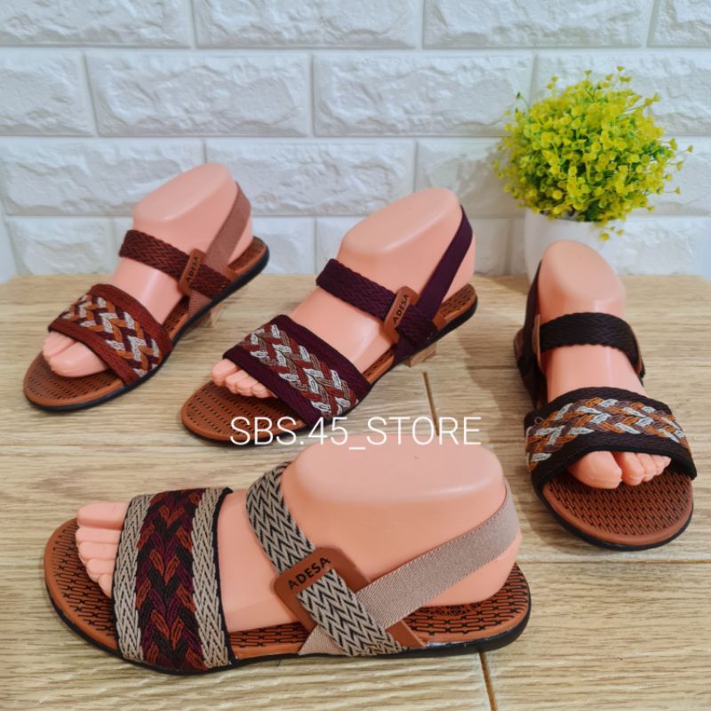 ADESA Let/Tali Belakang Elastis/Sandal Wanita Rajut Turki Selop Sakura.
