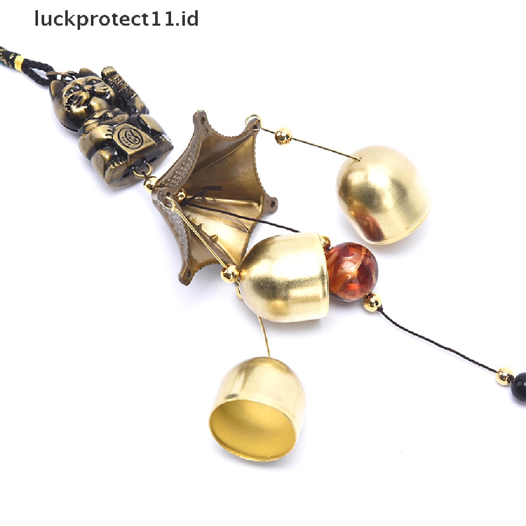 // Hg &amp; ID// Liontin Lonceng Angin Logam Tembaga Dekorasi Pintu Lucky Cat Feng Shui Pendant