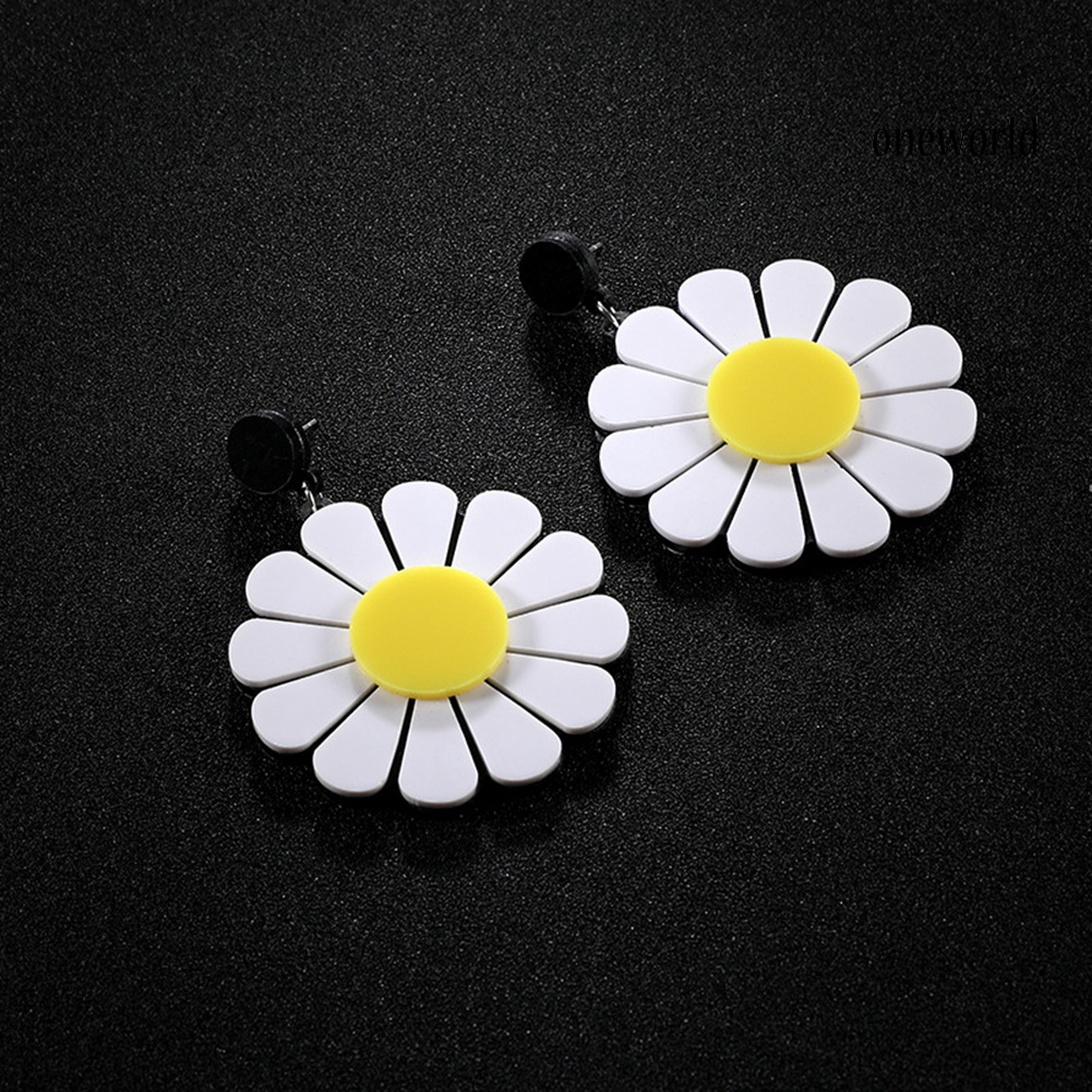 OW@ Fashion Acrylic Big Daisy Dangle Earrings Piercing Ear Pendant Women Party Decor