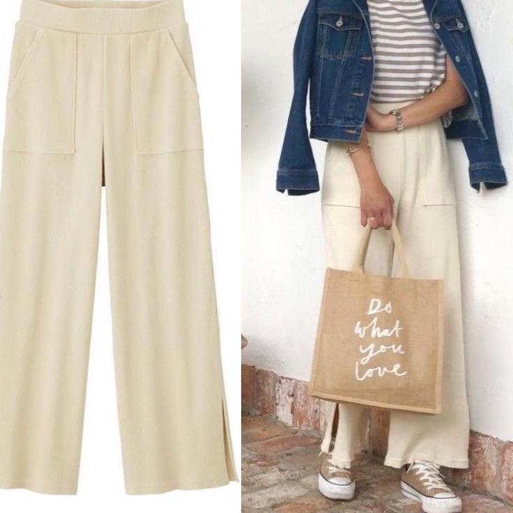 Uniqlo Ribbed Wide Pants with Slit –CV.19My22ᵟ