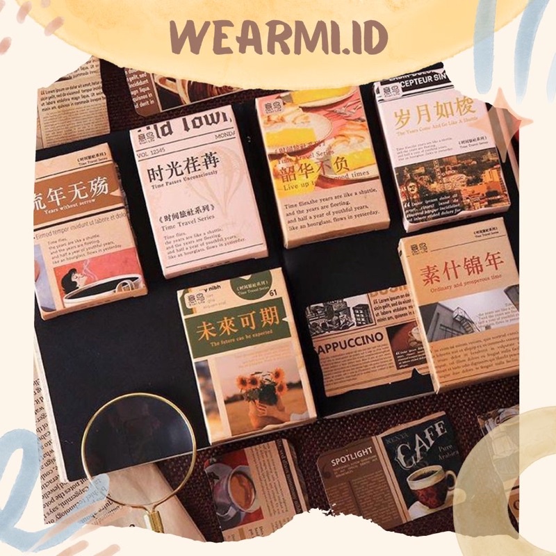 

24 pcs Sticker Box Aesthetic Vintage Koran Newspaper Dessert Medium Size Scrapbook Bujo Jurnal DIY Wearmi