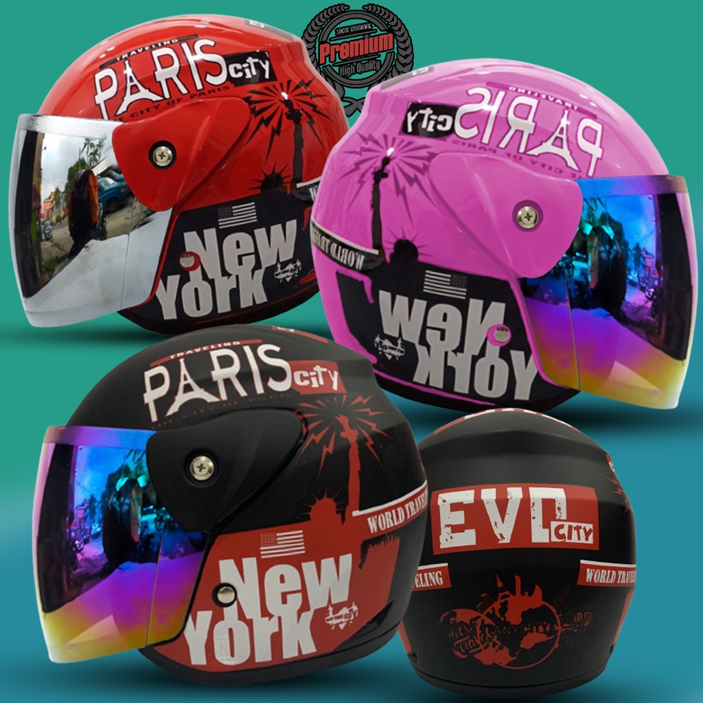 Helm Half Face Model Seperti Helm Gm Original Murah Motif PARIS Untuk Pria Dan Wanita Dewasa -BUKAN 