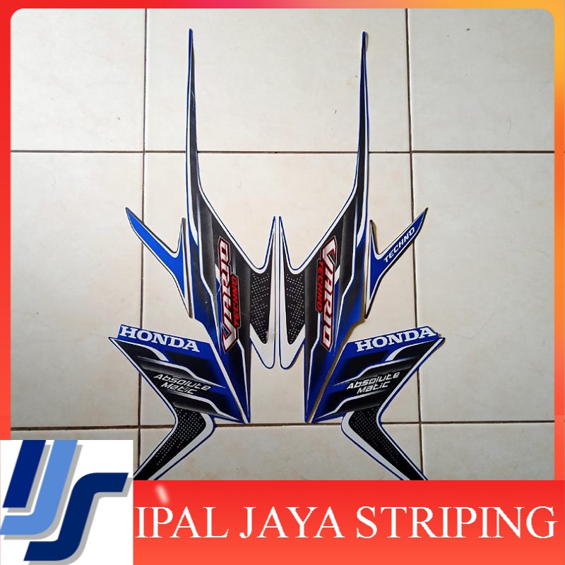 Stiker STRIPING motor honda Vario Techno 110 2009 biru