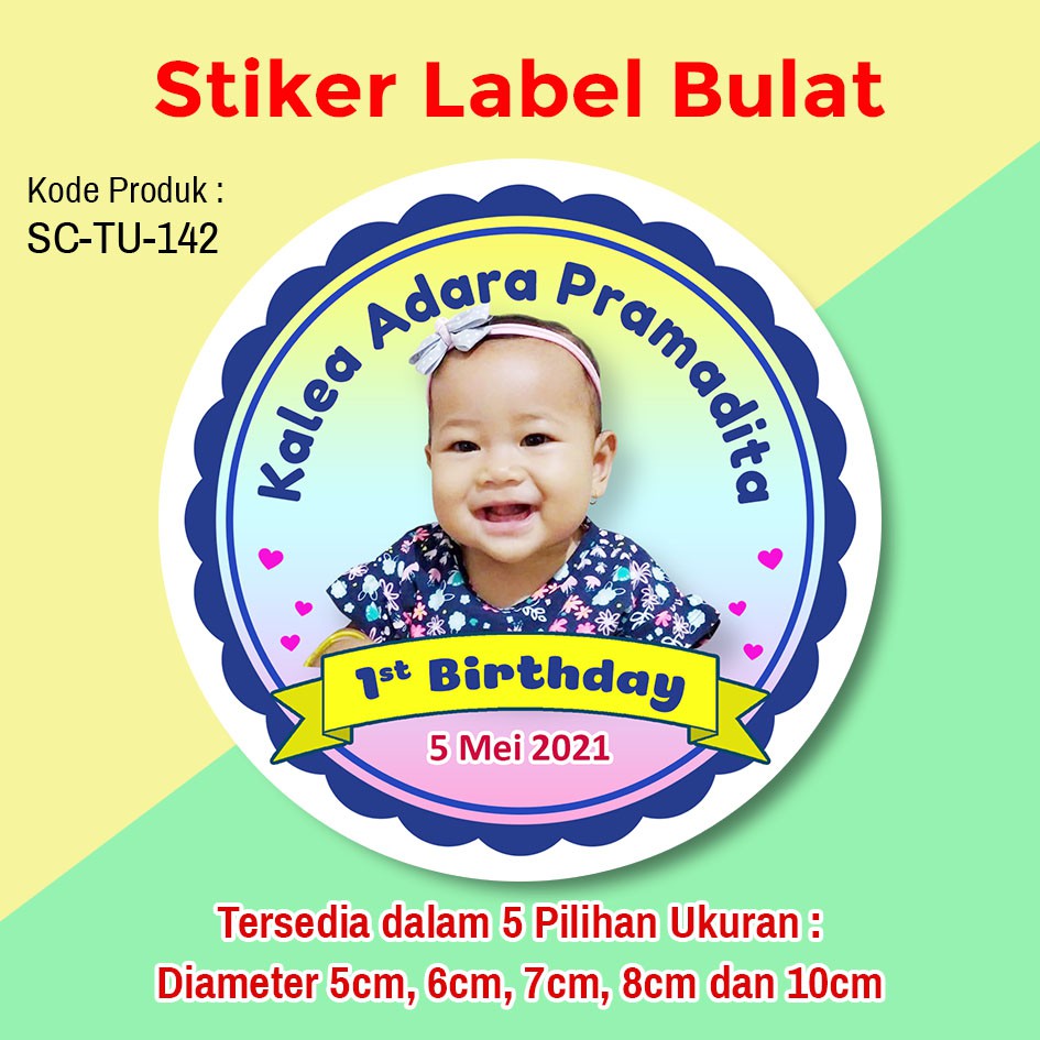 

STIKER LABEL ULANG TAHUN ANAK TUMPENG MINI STICKER SOUVENIR PAKAI POTO