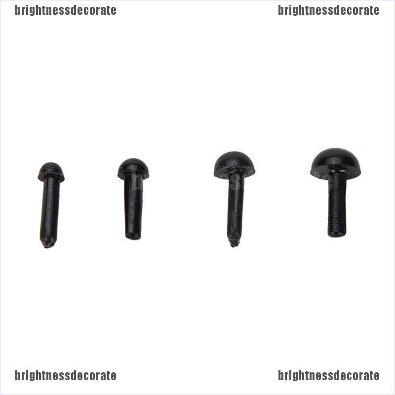 brigid Set 100Pcs Tusukan Mata Warna Hitam Bahan Plastik untuk Boneka Beruang, 4 Ukuran