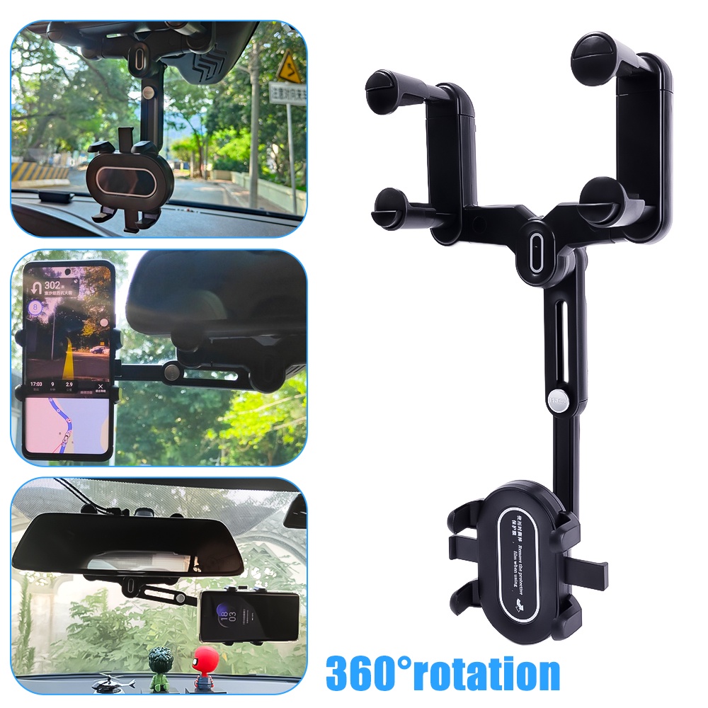 7th Generation Teleskopik 360 Derajat° Bracket Dudukan Handphone Gps Navigasi Model Putar Untuk Kaca Spion Mobil