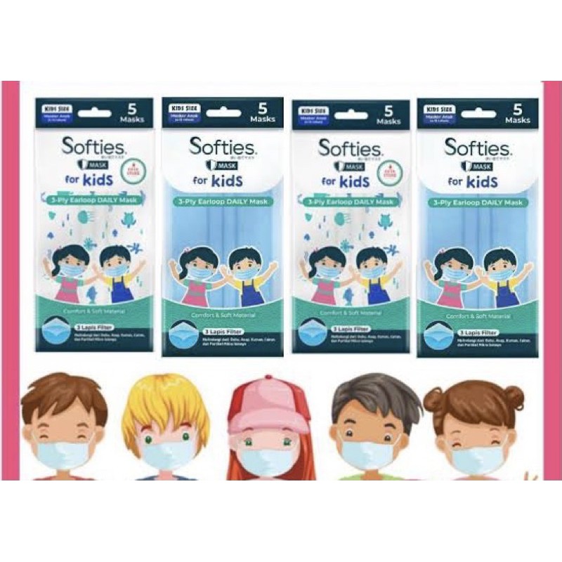 Softies Masker Anak 3ply isi 5