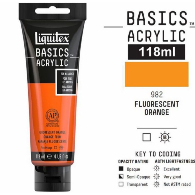

LIQUITEX BASICS ACRYLIC 118 ML FLUORESCENT ORANGE