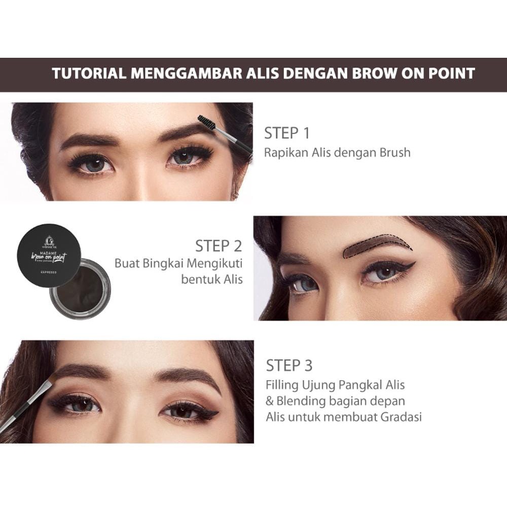 ❤ PAMELA ❤ Madame Gie Madame Brow On Point – Eyebrow Pomade Cream Pensil Alis Waterproof (✔️BPOM)