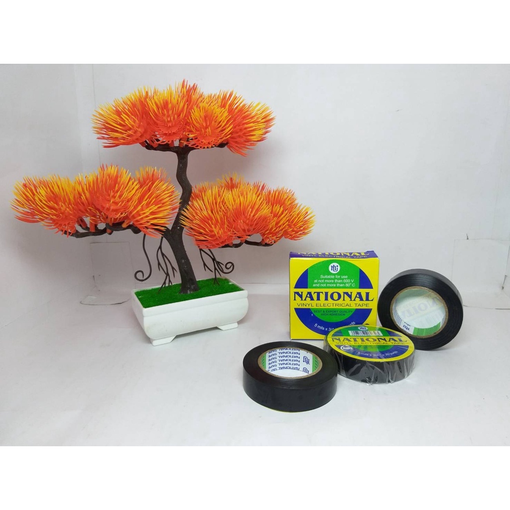 National Isolasi Kabel Listrik Pvc Hitam Electrical Tape Black 5 Mils 3/4&quot; × 20 yard Selotip Solasi Original