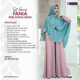 SET GAMIS AULIA FANIA PINK JUNGLE GREEN AGEN AULIA FASHION OPEN RESELLER MITRA GAMIS PINK SET HIJAB 