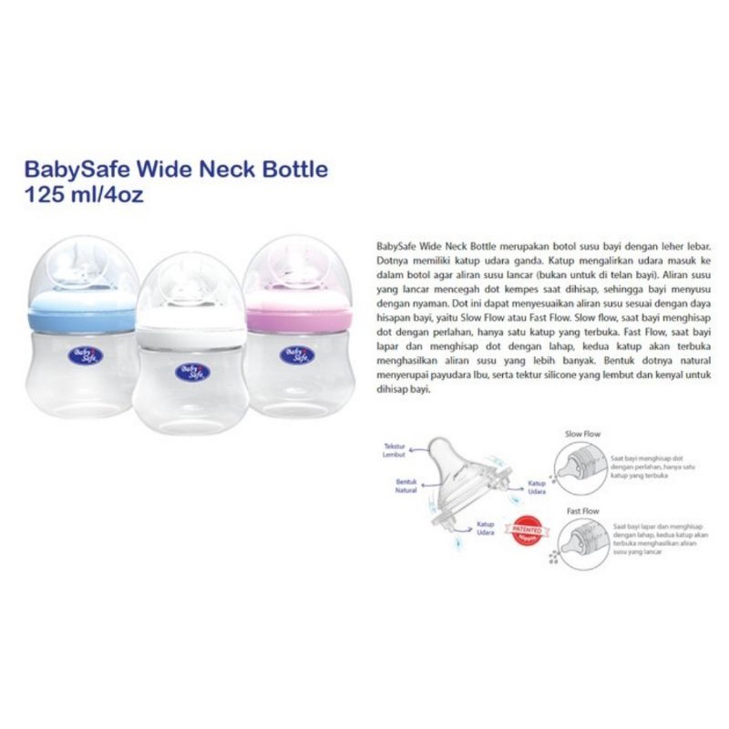 Baby Safe Wide Neck Bottle 125ml (4oz)/Botol Susu Bayi Baby Safe