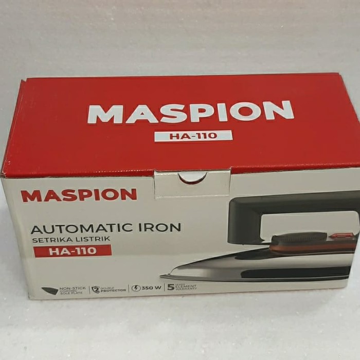 Maspion setrika listrik HA-110 - Abu-abu / Setrika Maspion Non-Stick Soleplate / MASPION Setrika Listrik Murah /  HA-110 ORIGINAL100%