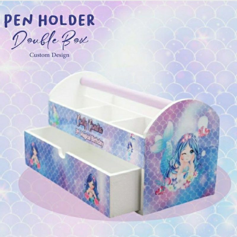 

PEN HOLDER DOUBLE CUSTOM DESIGN CETAK NAMA Tempat Pensil Kayu Anak TRAY PENCIL CASE WOODEN GIFT SOUVENIR