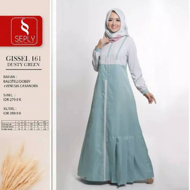 Gissel 161 Dusty Green || gamis seply gissel