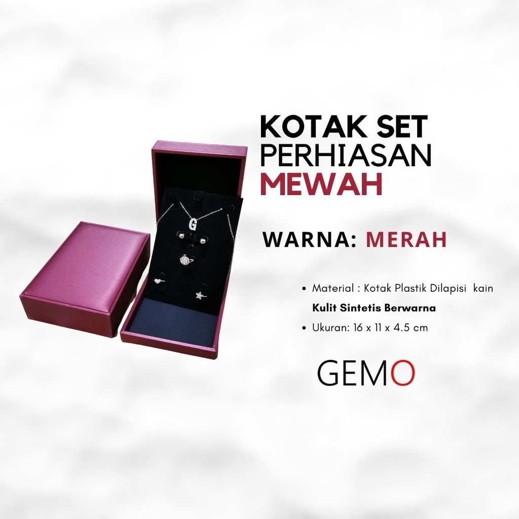 Kotak Set Kalung, Cincin Anting Mewah Ada Empat Warna Box Tempat Perhiasan / Jewelry Box Cocok Untuk Gift / Hadiah, Lamaran, Mahar Pernikahan, Hantaran Tunangan, Seserahan Pernikahan