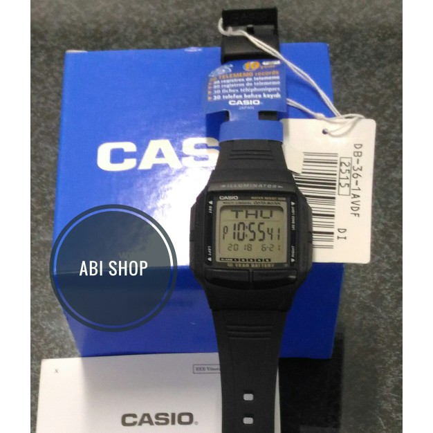 Jam Tangan Wanita & Pria - Casio Databank DB-36-1AV - Original