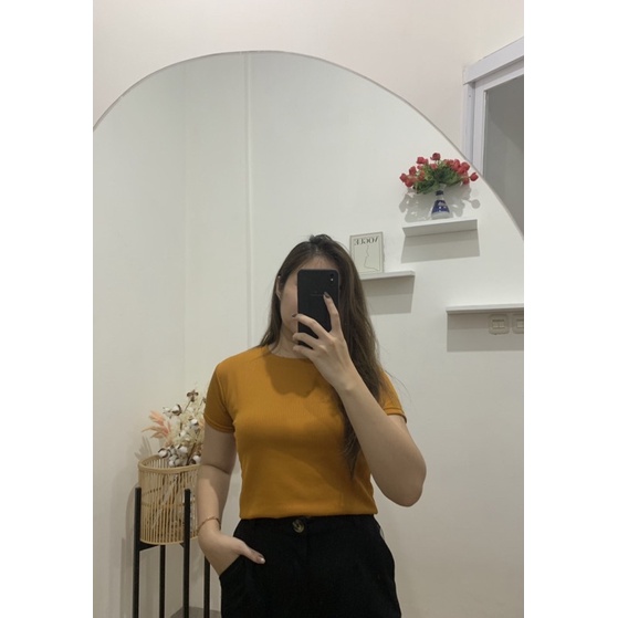 JOSHIN Na-Bi kaos oblong croptop | Atasan Crop Rib Knit