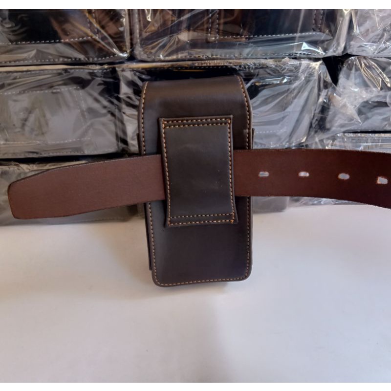 Dompet Hp Pinggang Kulit Pria Ukuran 6.5 inchi - 6.8 inchi - Sarung Hp Pinggang 2 Slot