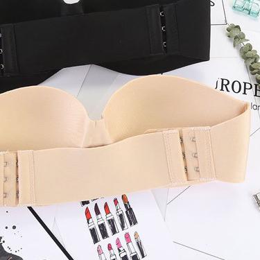 ♪ Bra Push Up Double Strapless Seamless Invisible Bra Tali Transparan131 - Hitam, D38 ▼