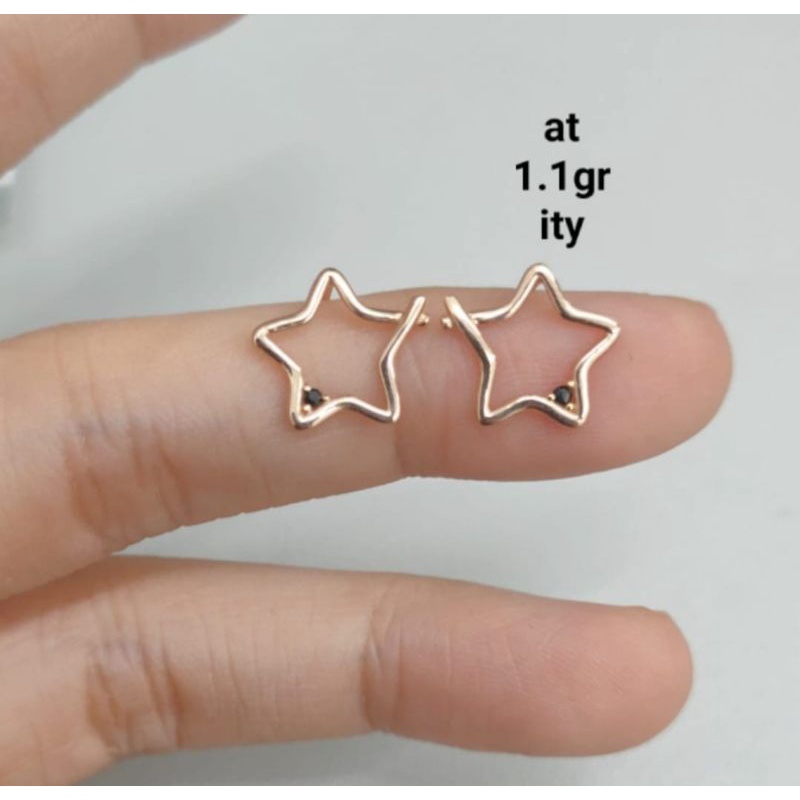 Anting duduk anak dan dewasa emas asli kadar 750 75% 22 17k bintang love bunga giwang kerabu paku cucuk stud