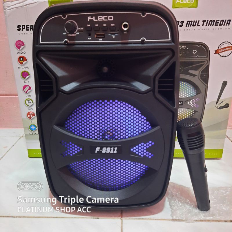 Speaker Bluetooth Fleco F9810/F8911 Free mic Karaoke/Subwoofer 8Inch Salon Aktif Wireless Multimedia