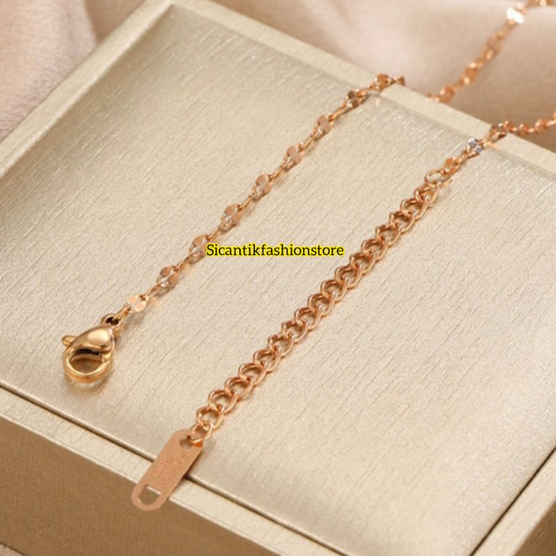 Kalung Wanita Pria Titanium Model Pecah Kopi Rose Gold Terlaris Anti Karat selamanya Kalung Wanita Pecah kopi Rose Gold Fashion Wanita PriaTerbaru Terlaris Mewah Kekinian