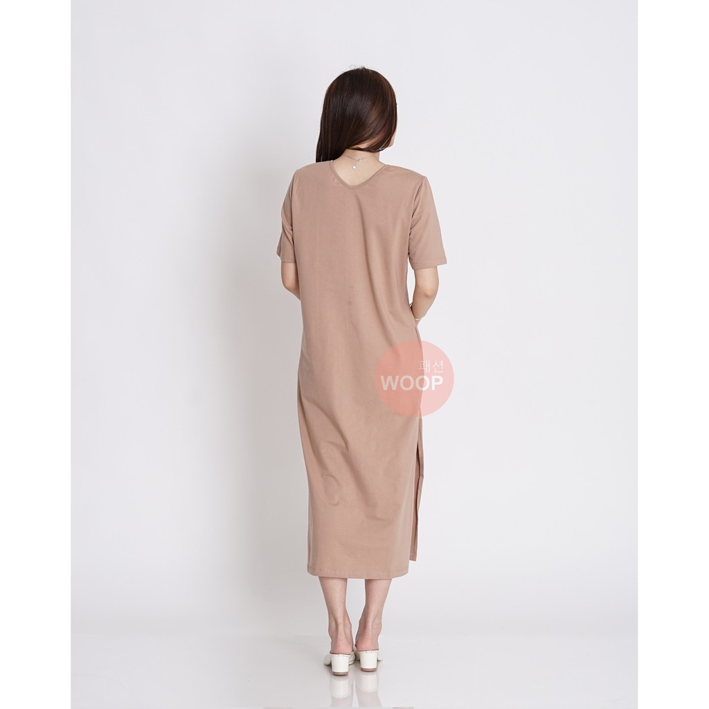 WOOPFASHION HYERI VEE LOOSE DRESS Sarah Gibson Side Slit Basic Vneck Dress Polos Maxi Casual Dress