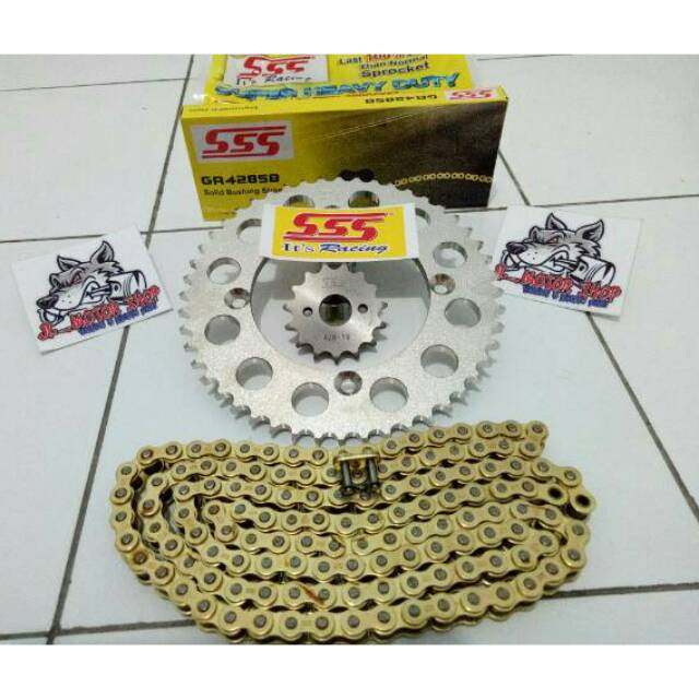 Gearset SSS 428 Semua Motor Vixion Cb150 Cbr150 R15 Xabre Verza Tiger Megapro Sonic Ninja Satria Fu